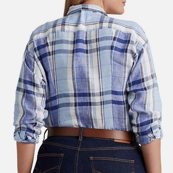 NWT Polo RALPH LAUREN LINEN PLED WHITE/BLUE FLORAL BUTTON DOWN SHIRT SIZE US XL - Picture 6 of 8